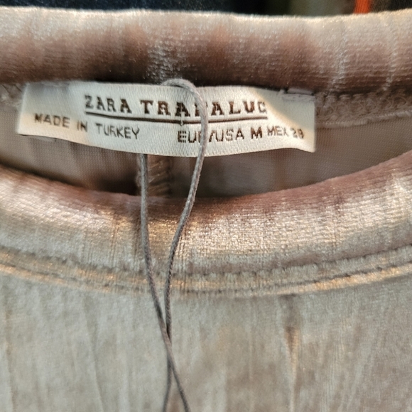 Zara Trafaluc SUPER Shiny Crushed Velvet Drawstring Dress - Picture 3 of 7